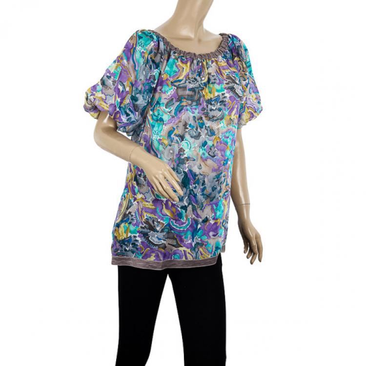 Pre Owned Missoni Drawstring Silk Top M