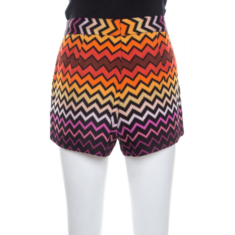 Pre Owned Missoni Multicolor Chevron Pattern Knit Mini Shorts M