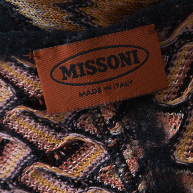 Pre Owned Missoni Brown Patterned Jacquard Knit Sleeveless Dress M 