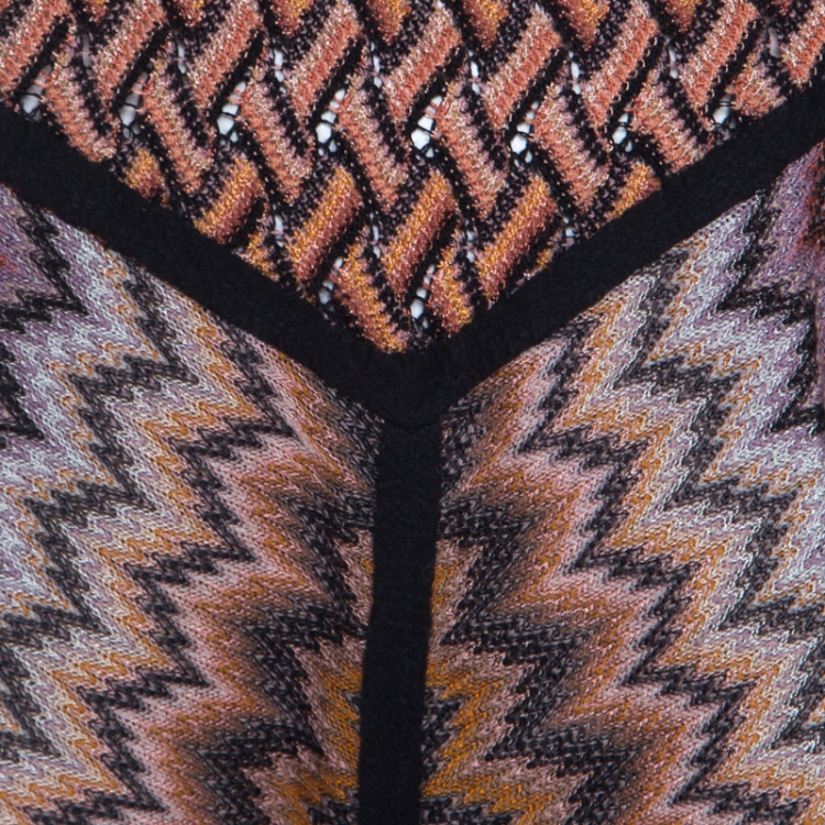 Pre Owned Missoni Brown Patterned Jacquard Knit Sleeveless Dress M 