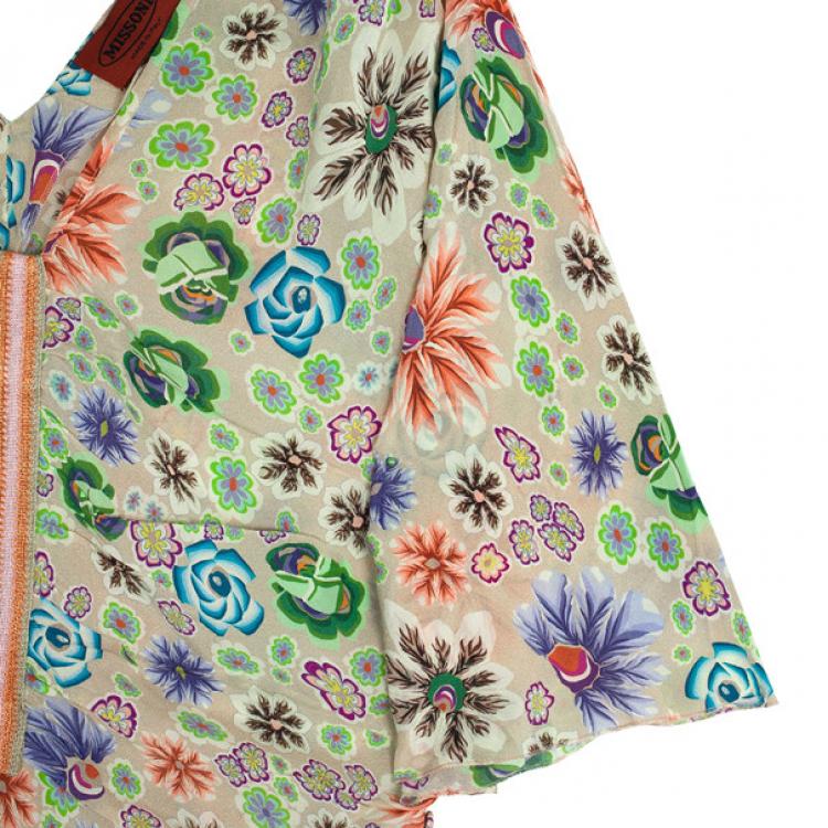 Pre Owned Missoni Floral Print Silk Top L