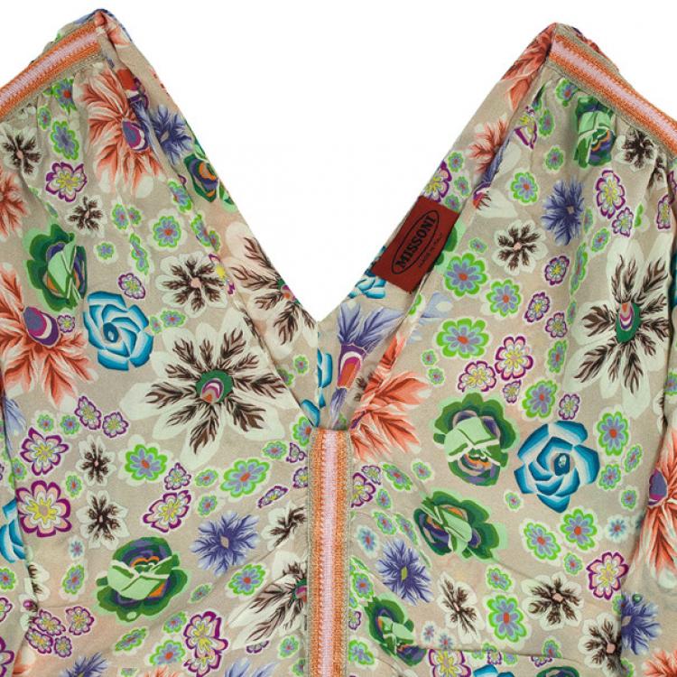 Pre Owned Missoni Floral Print Silk Top L