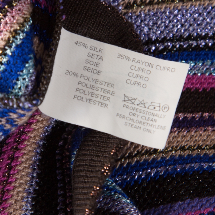 مملوكة مسبقًا Missoni Multicolor Chevron Pattern Lurex Knit Short Dress L 
