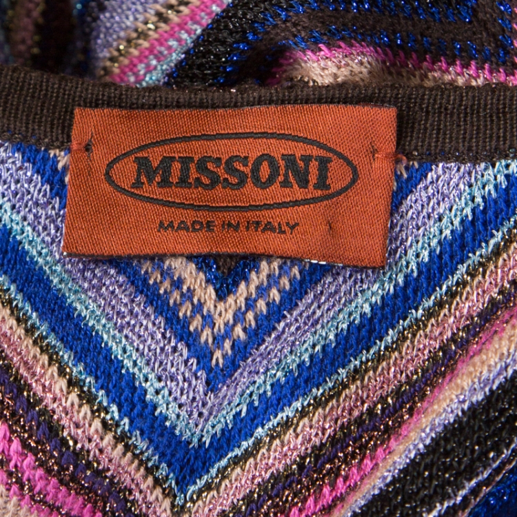 مملوكة مسبقًا Missoni Multicolor Chevron Pattern Lurex Knit Short Dress L 