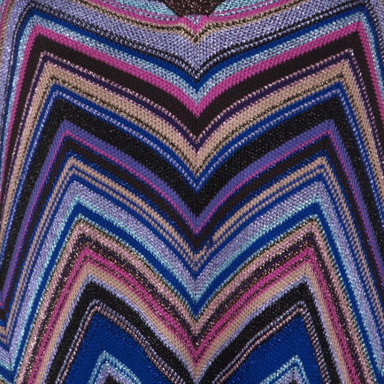 مملوكة مسبقًا Missoni Multicolor Chevron Pattern Lurex Knit Short Dress L 