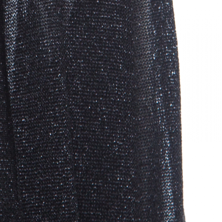 Pre Owned Missoni Black Lurex Knit Front Open Maxi Cardigan L