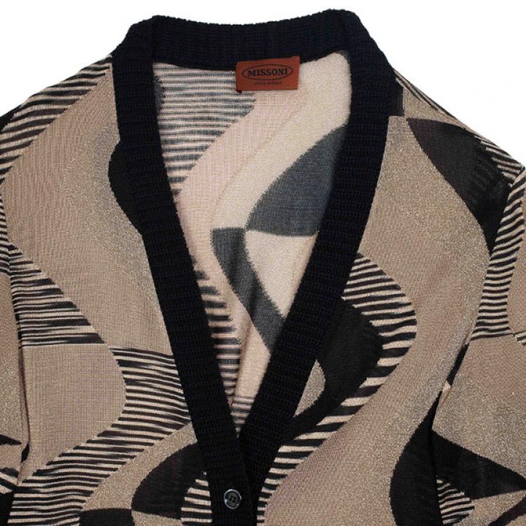مملوكة مسبقًا Missoni Wave Print Metallic Knit Cardigan L