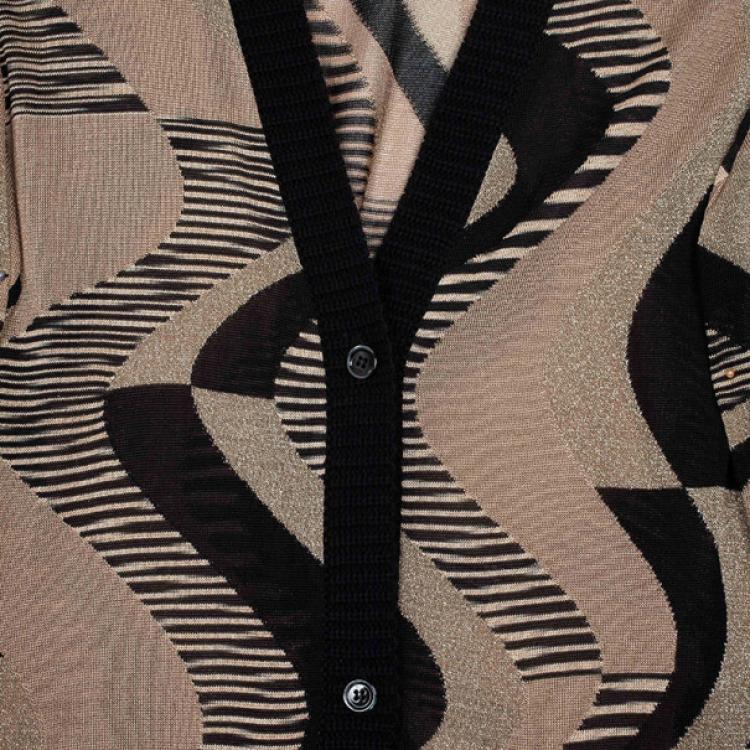 مملوكة مسبقًا Missoni Wave Print Metallic Knit Cardigan L