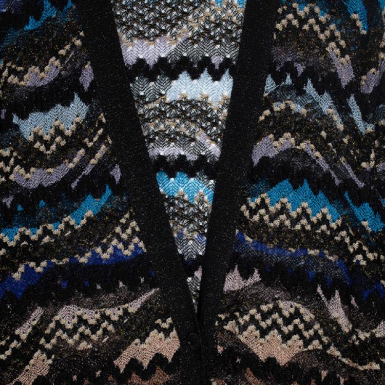 Pre Owned Missoni Metallic Multicolor Open Maxi Cardigan L