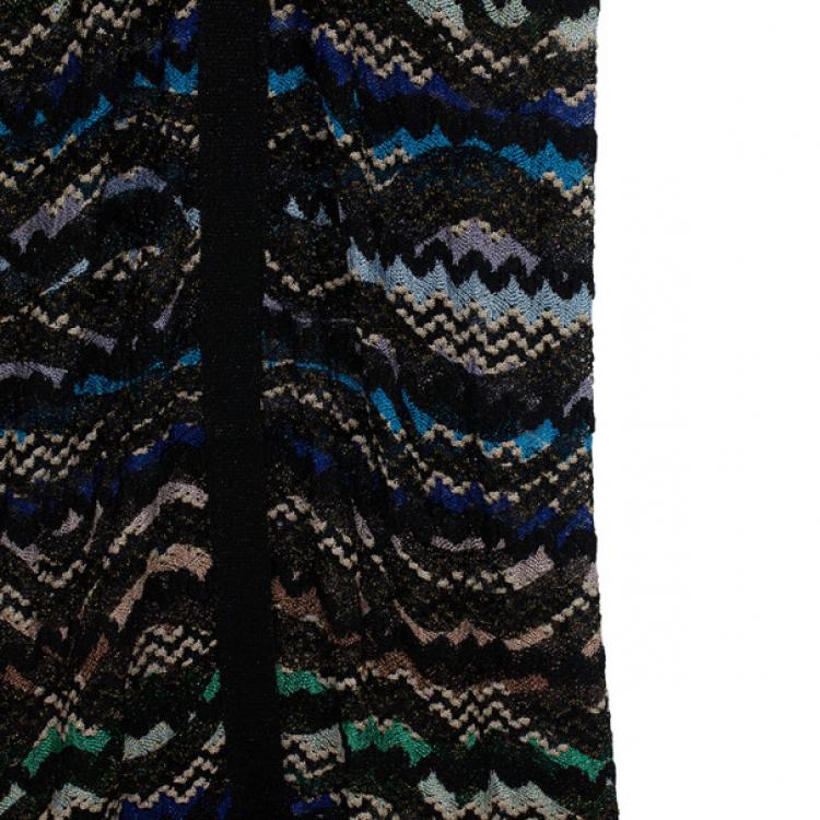 Pre Owned Missoni Metallic Multicolor Open Maxi Cardigan L