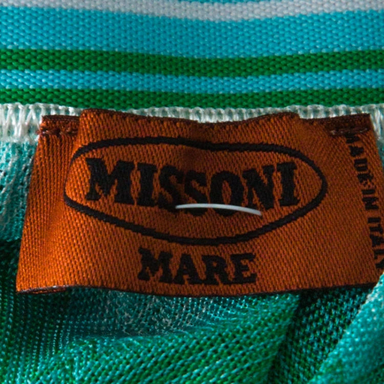 Pre Owned Missoni Mare Green Chevron Patterned Knit Cover Up Maxi Skirt M