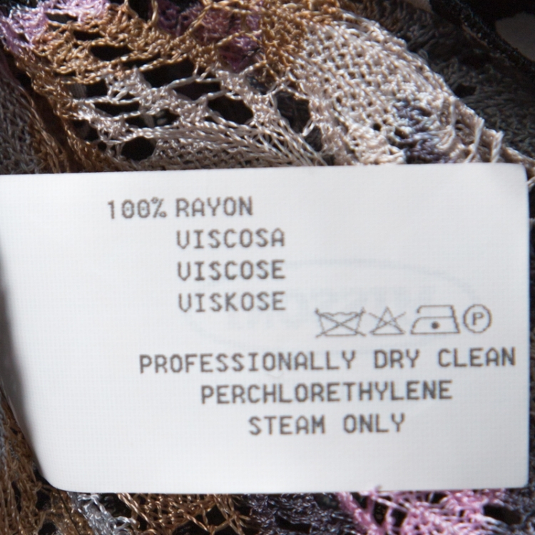 Pre Owned Missoni Multicolor Crochet Knit Polka Dot Trim Detail Asymmetric Faux Wrap Kaftan M 