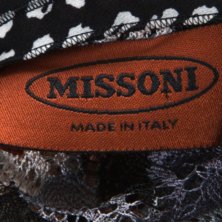 Pre Owned Missoni Multicolor Crochet Knit Polka Dot Trim Detail Asymmetric Faux Wrap Kaftan M 