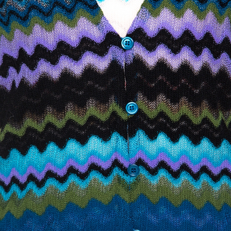 Pre Owned Missoni Multicolor Chevron Knit Top and Cardigan Set M