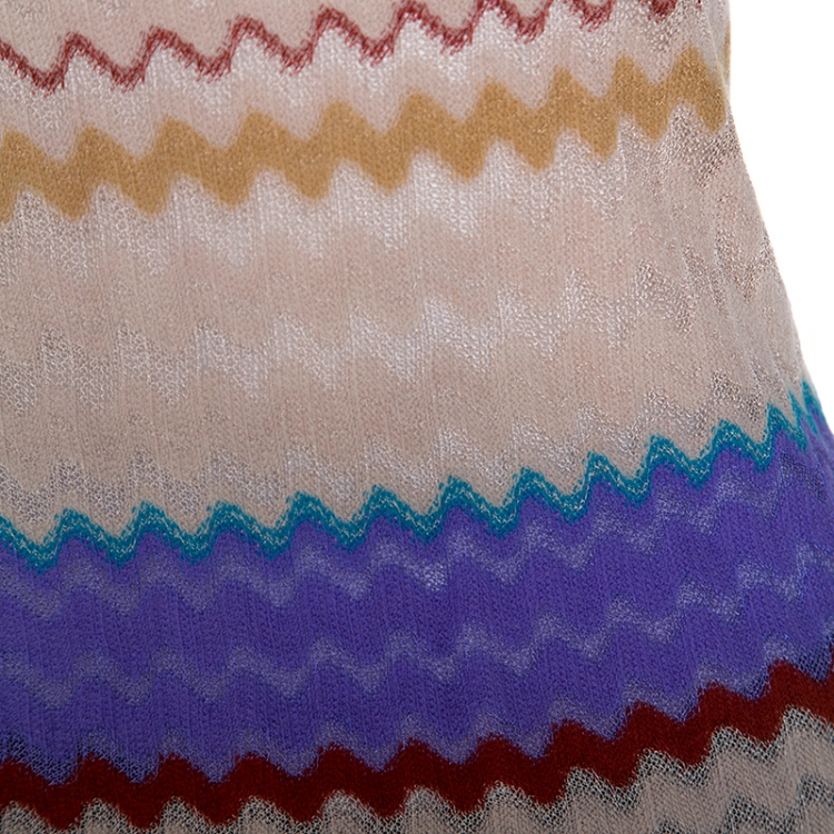 Pre Owned Missoni Multicolor Chevron Knit Top and Cardigan Set M