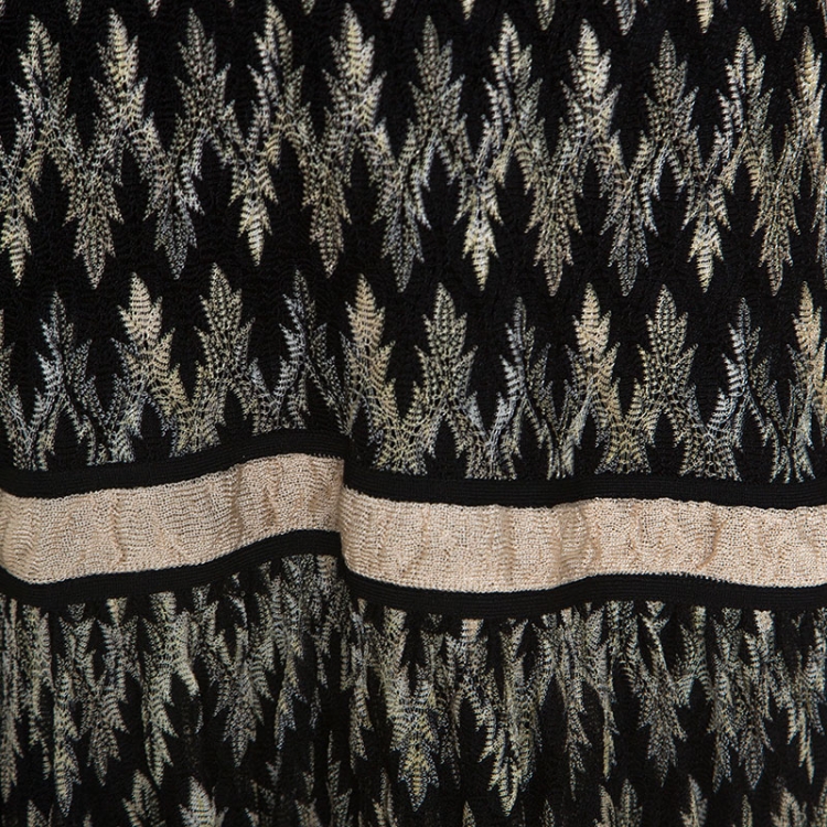 Pre Owned Missoni Bicolor Chevron Knit V Neck Shift Dress M