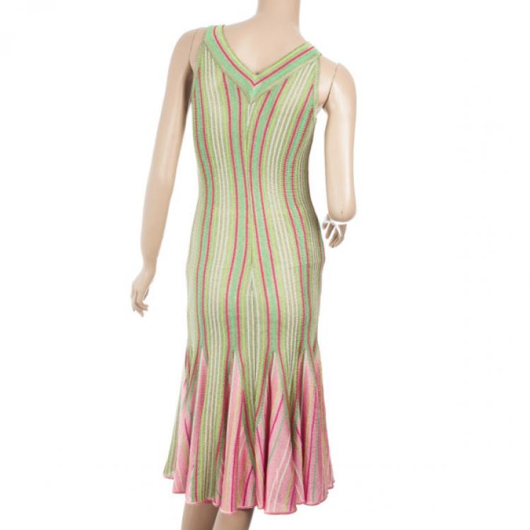 Pre Owned Missoni Multicolored Striped Knit Dress S