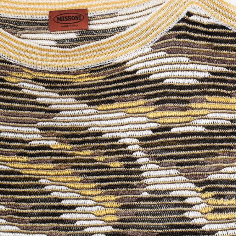 Pre Owned Missoni Metallic Crochet Knit Tunic Top