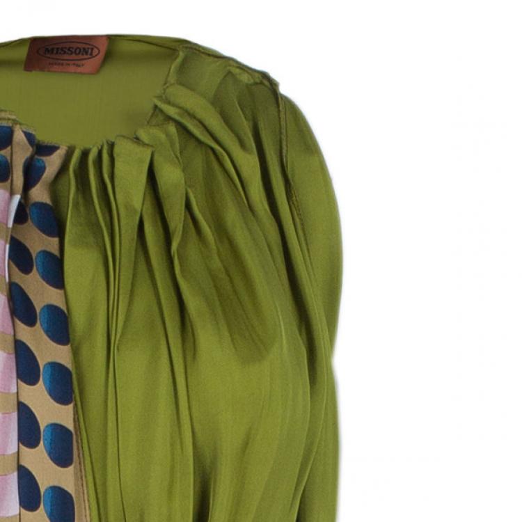 Pre Owned Missoni Green Printed Panel Sequin Belt Gown S