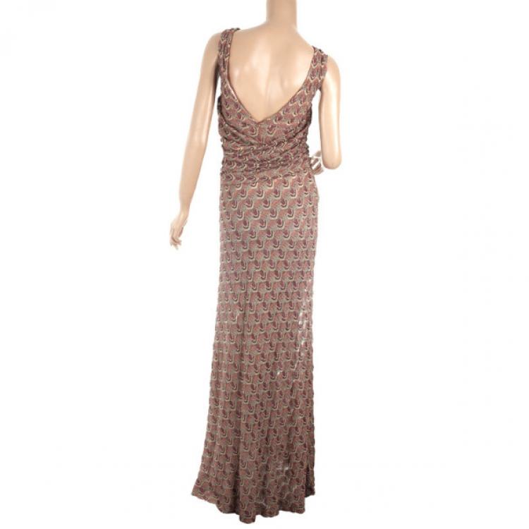 Pre Owned Missoni Multicolor Crochet Gown S