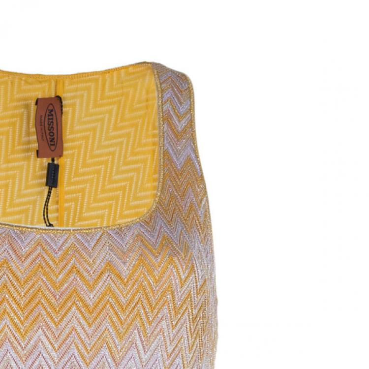 Pre Owned Missoni Orange Knit Maxi Dress M