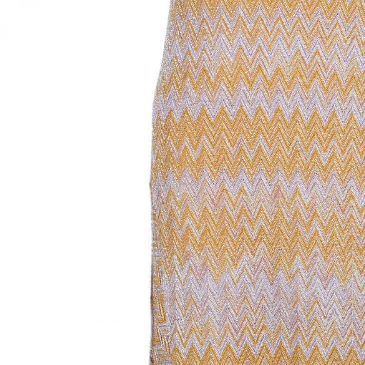 Pre Owned Missoni Orange Knit Maxi Dress M