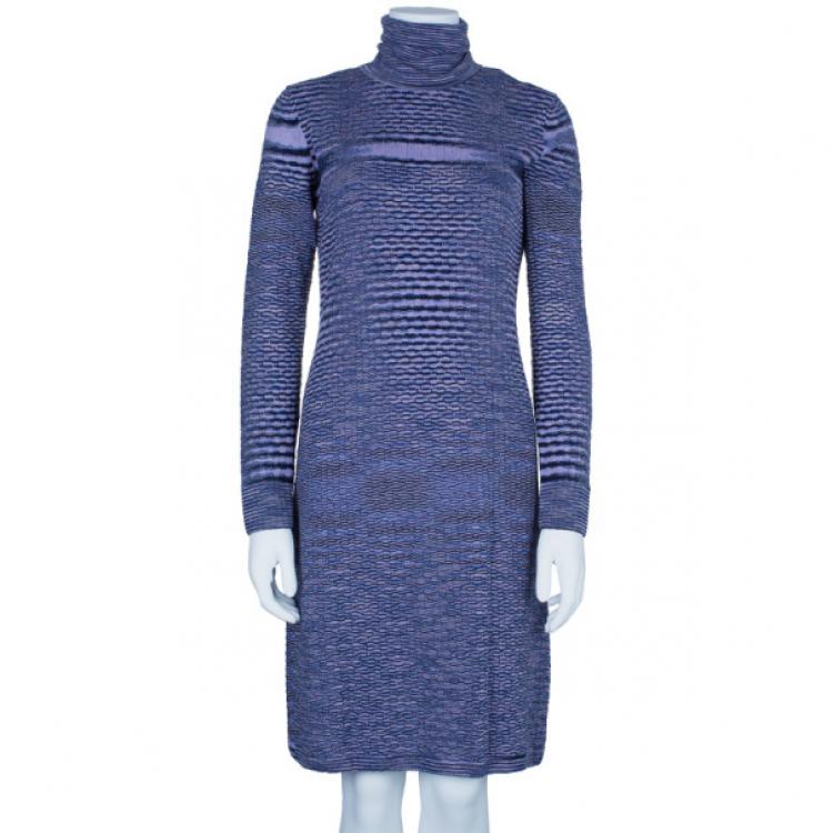 Pre Owned Missoni Variegated Turtleneck Knit Dress M