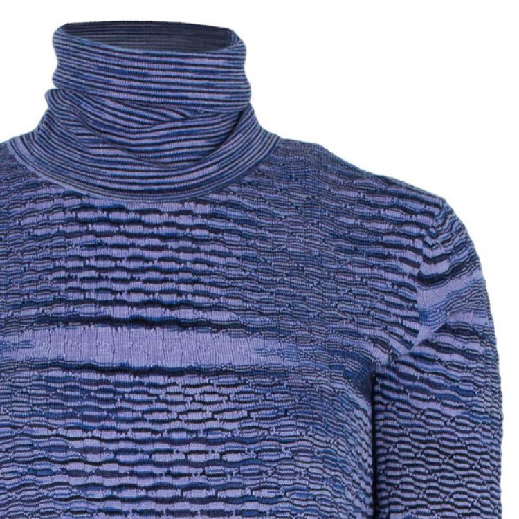 Pre Owned Missoni Variegated Turtleneck Knit Dress M