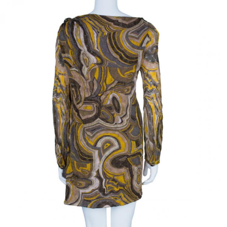 Pre Owned Missoni Multicolor Patterned Dress With Stone Embellishment L