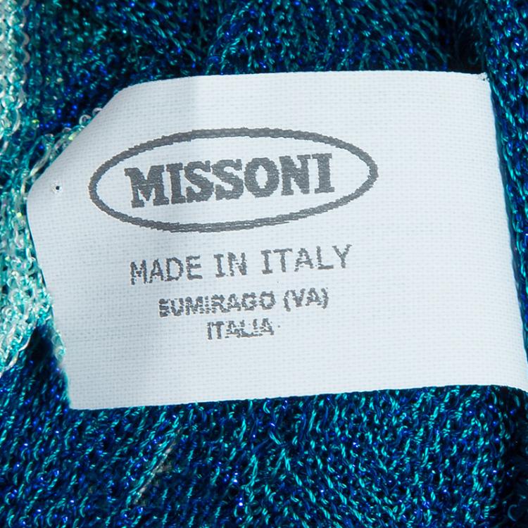 Pre Owned Missoni Blue Lurex Knit Patterned Maxi Shrug S
