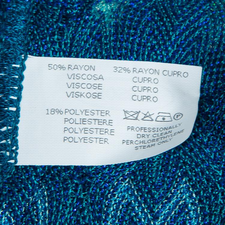 Pre Owned Missoni Blue Lurex Knit Patterned Maxi Shrug S