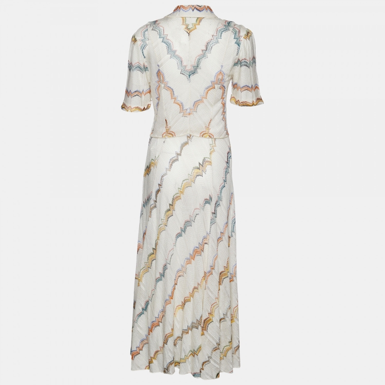 مملوكة مسبقًا Missoni Cream Patterned Knit Maxi Dress M