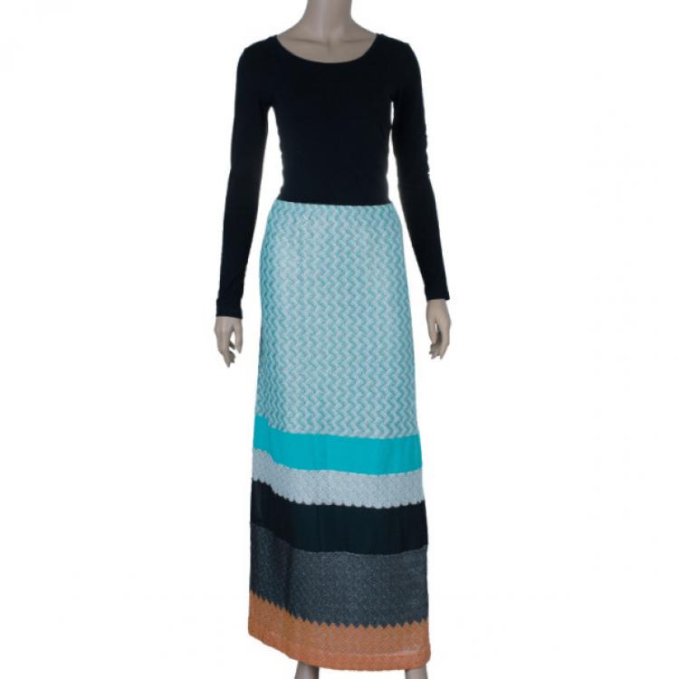 Pre Owned Missoni Color-Block Maxi Skirt S