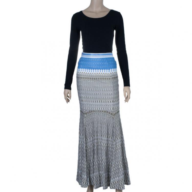 Pre Owned Missoni Long Woven Multicolor Skirt S