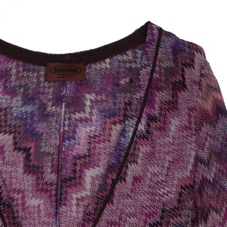 Pre Owned Missoni Pink Zig-Zag Knit Cardigan S