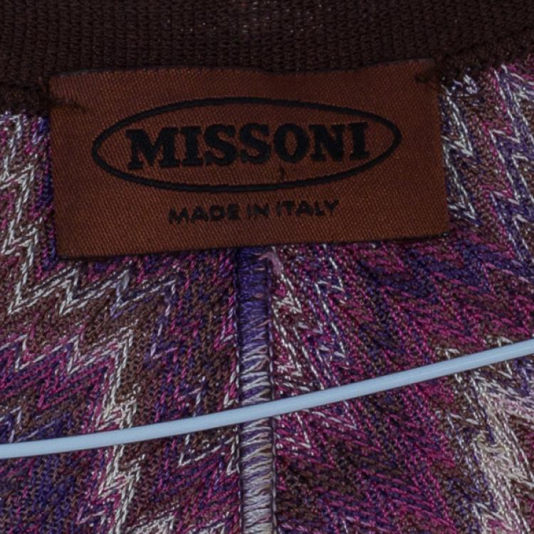 Pre Owned Missoni Pink Zig-Zag Knit Cardigan S