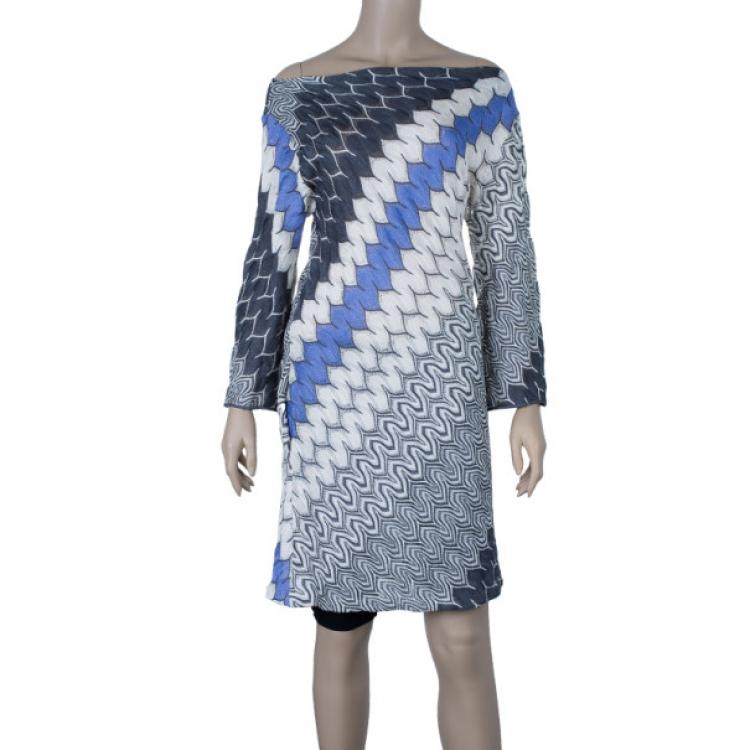 Pre Owned Missoni Zig-Zag Print Knit Dress M