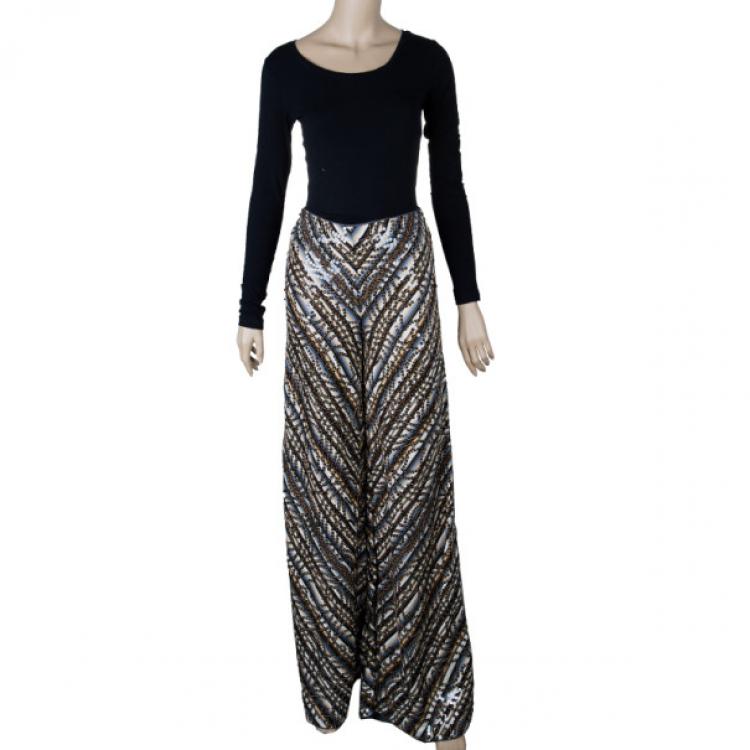 Pre Owned Missoni Sequin Embellished Wide Pants M