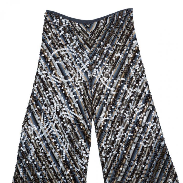 Pre Owned Missoni Sequin Embellished Wide Pants M