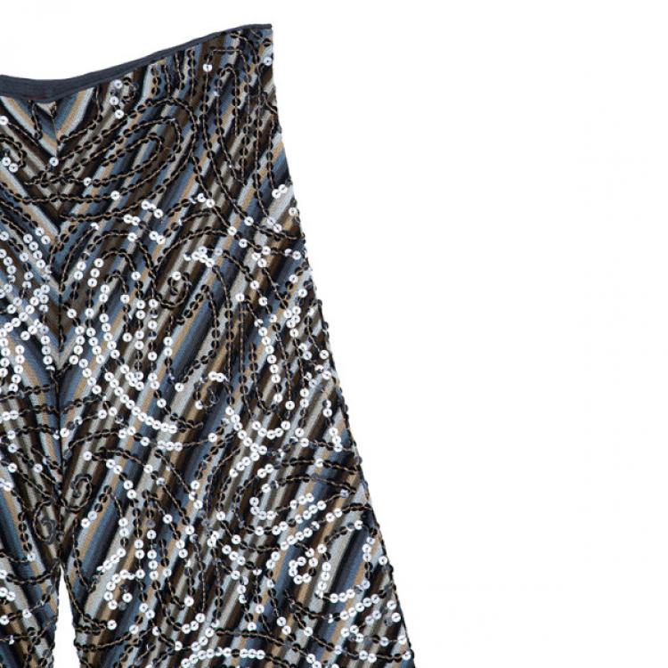 Pre Owned Missoni Sequin Embellished Wide Pants M