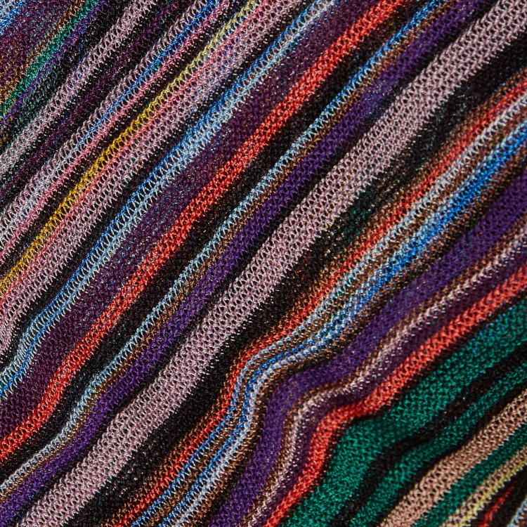 مملوكة مسبقًا Missoni Multicolor Striped Knit Long sleeve Sheer Top M   