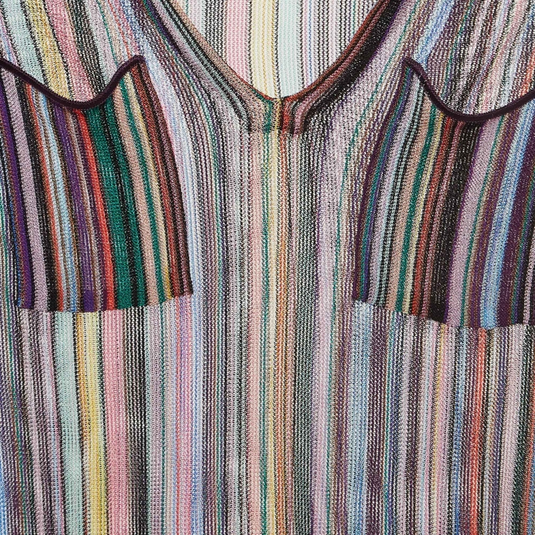 مملوكة مسبقًا Missoni Multicolor Striped Knit Long sleeve Sheer Top M   