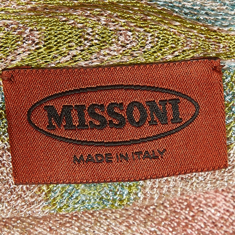 Pre Owned Missoni Multicolor Patterned Lurex Knit Long Cardigan L
