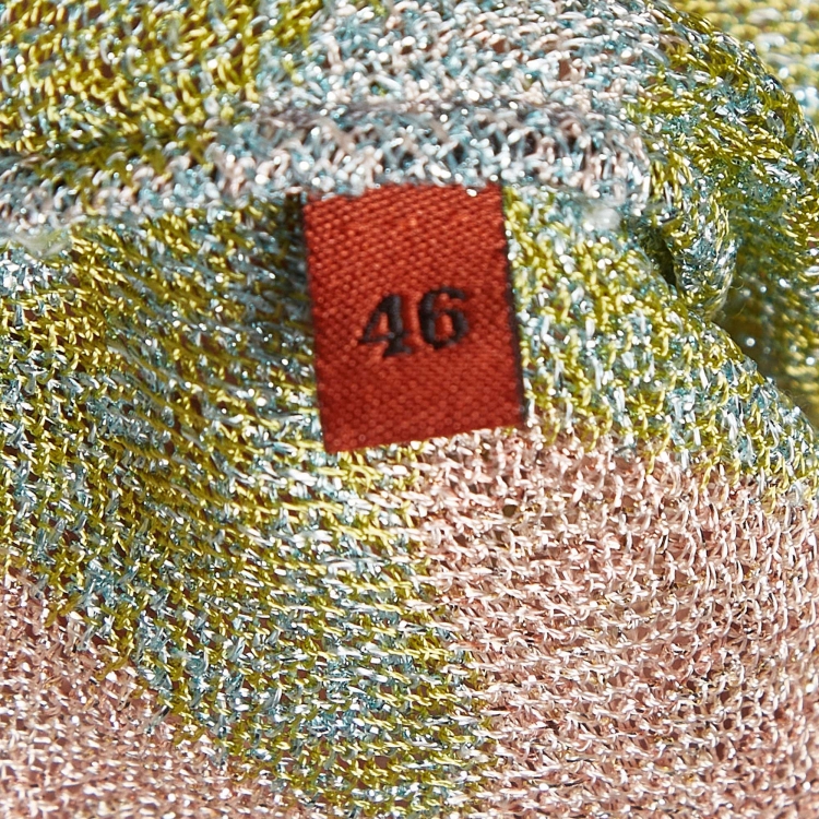 Pre Owned Missoni Multicolor Patterned Lurex Knit Long Cardigan L