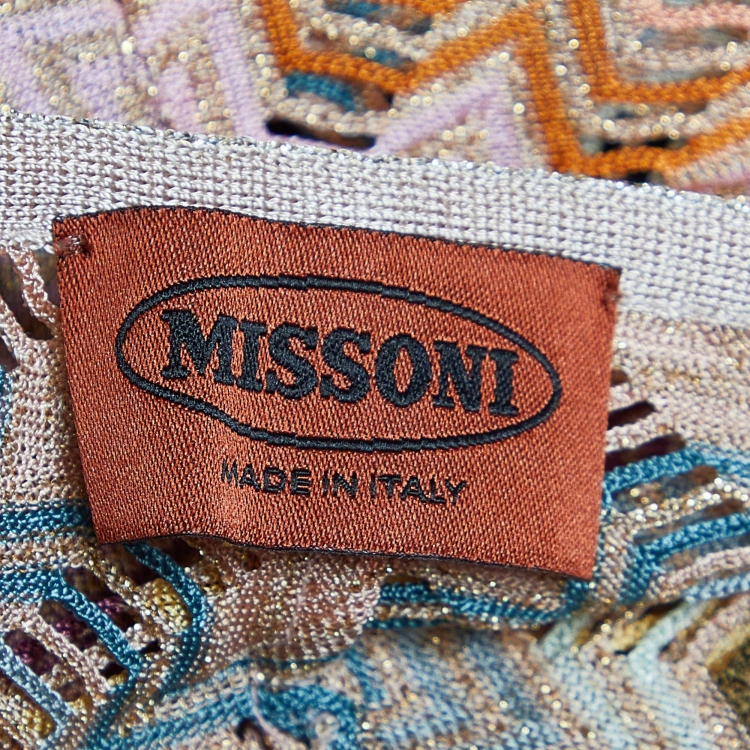 مملوكة مسبقًا Missoni Multicolor Lurex Knit Fringed Poncho One Size
