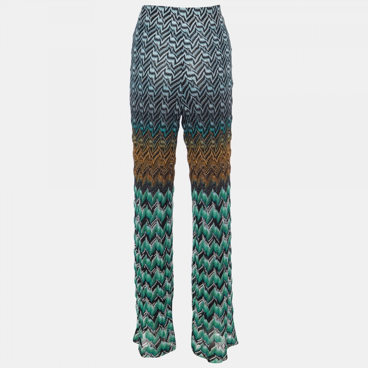 Pre Owned Missoni Multicolor Chevron Lurex Knit Palazzo Pants M