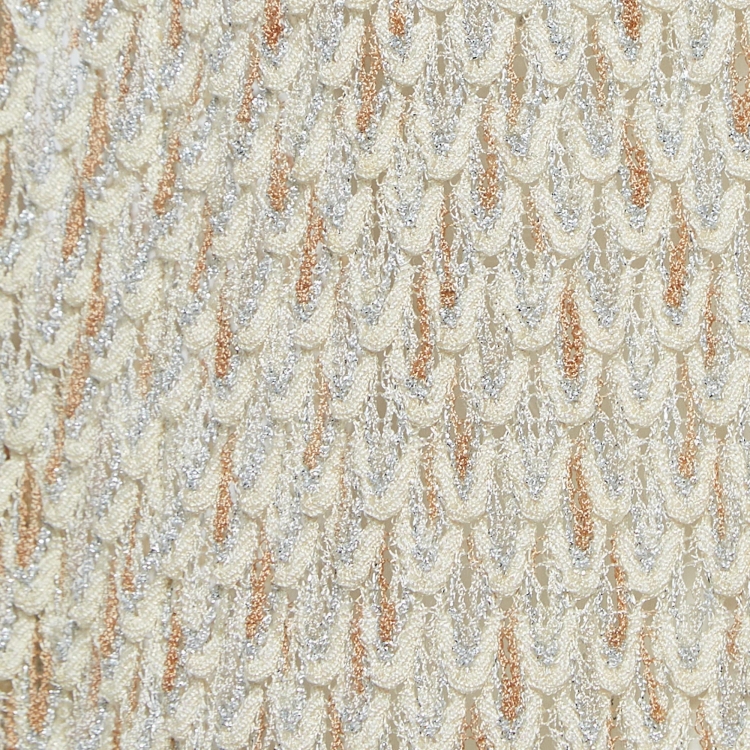 Pre Owned Missoni Cream Patterned Lurex Knit Open Front Long Cardigan M