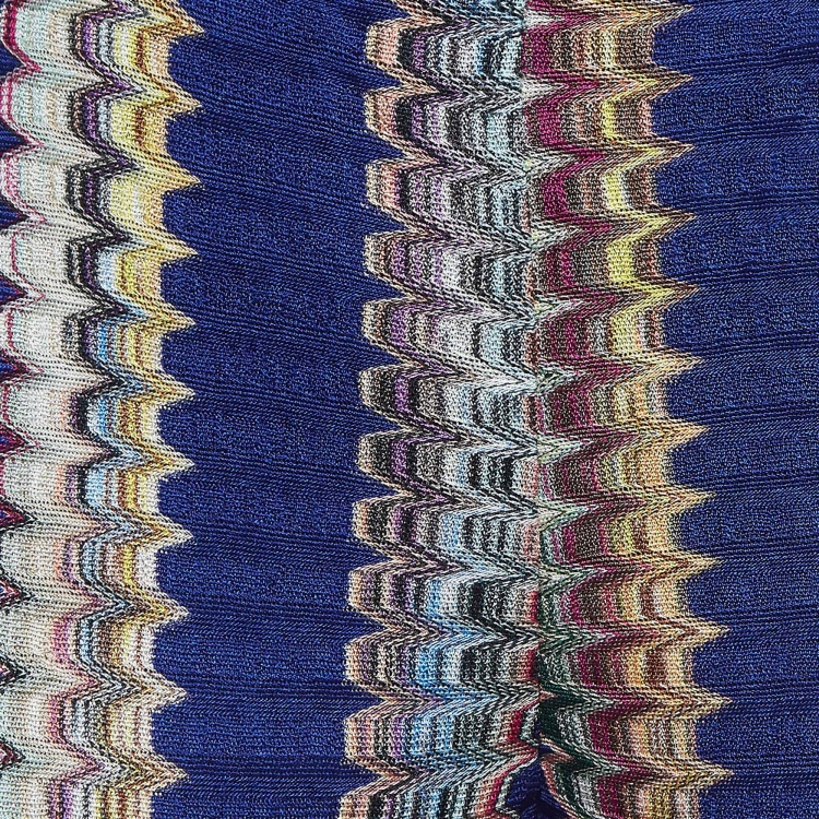 Pre Owned Missoni Blue Chevron Knit Wide Flared Pants M