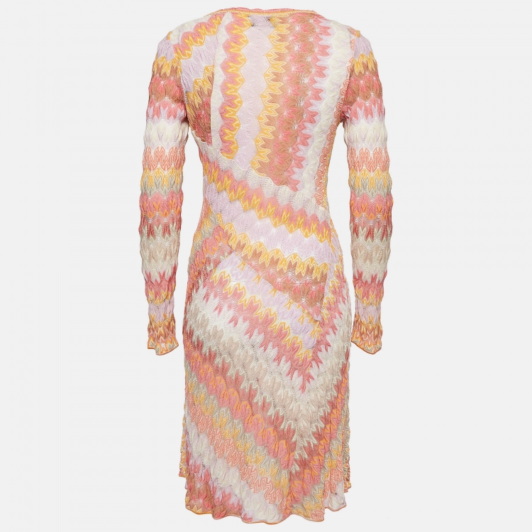 Pre Owned Missoni Multicolor Wave Patterned Knit Mini Dress M