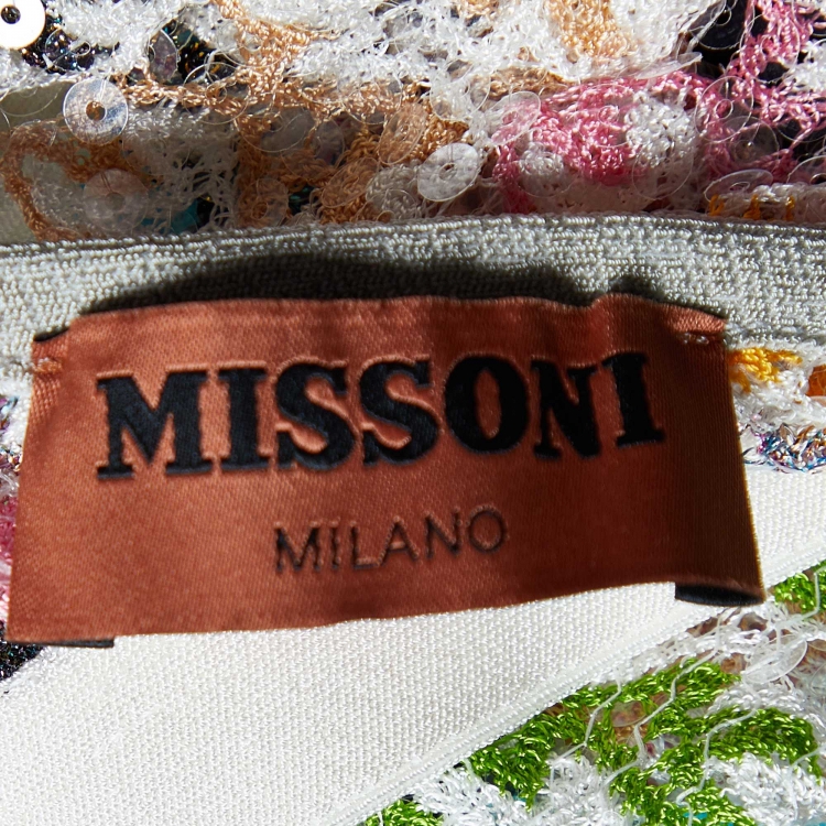 Pre Owned Missoni Multicolor Sequined Knit Halter Neck Crop Top S